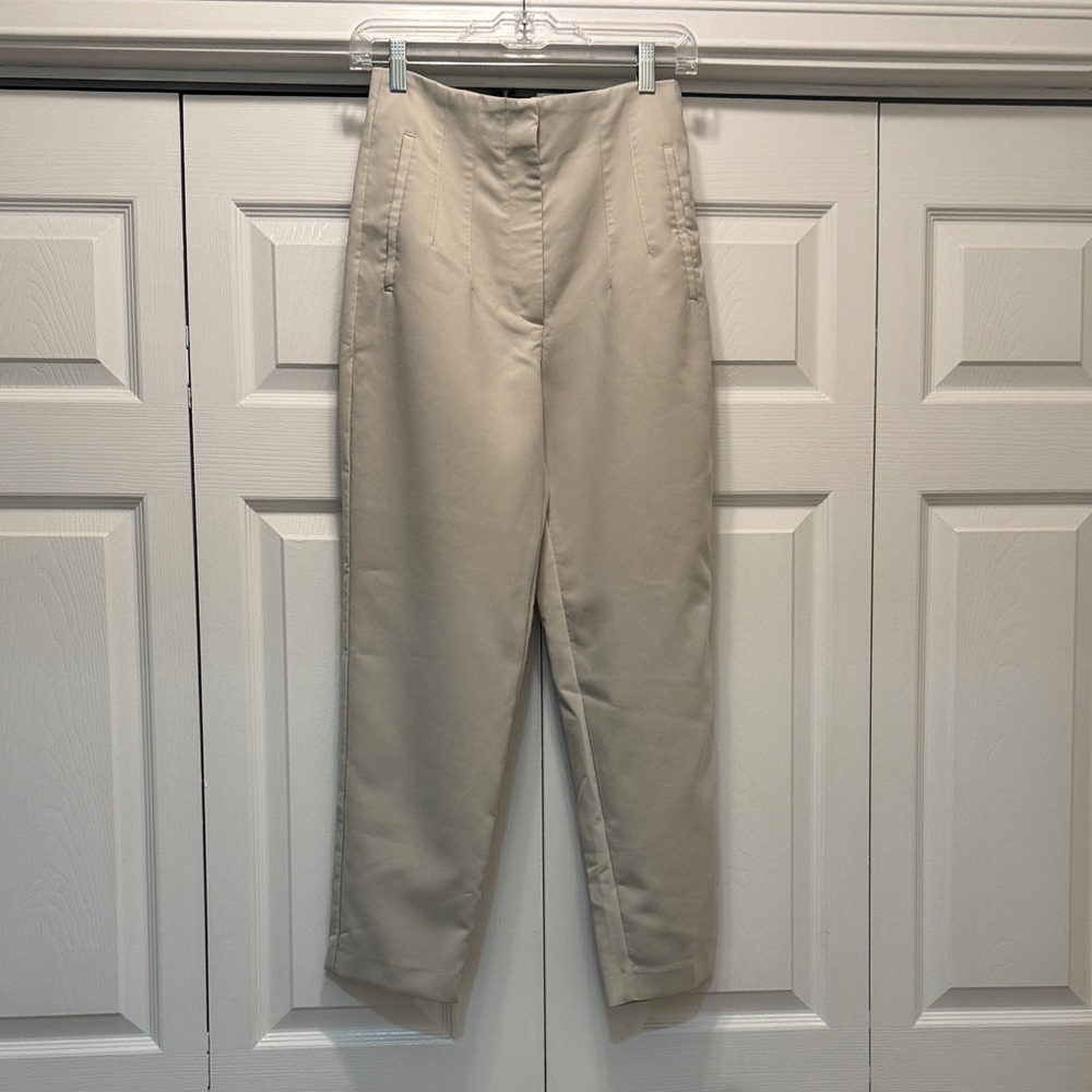 Zara Cream High-Waisted Pants